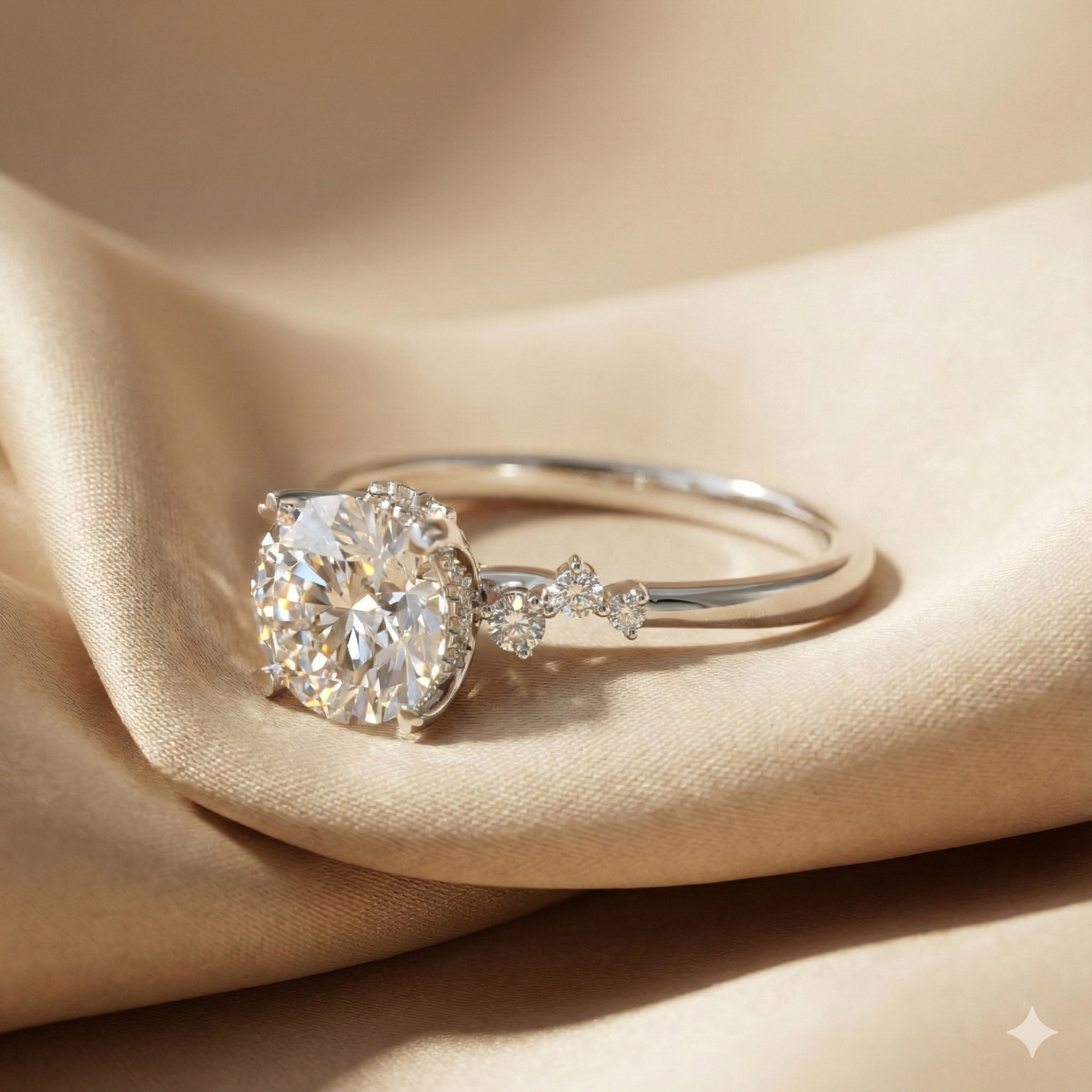 18k white gold round brilliant trio diamond ring | Diamond Ateliers