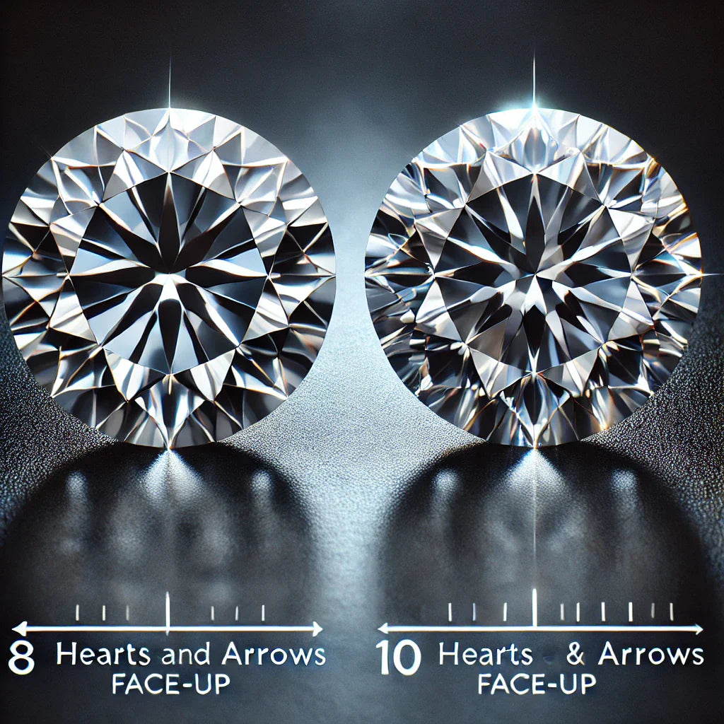 Diamond cut comparison: 8 vs 10 hearts | Diamond Ateliers