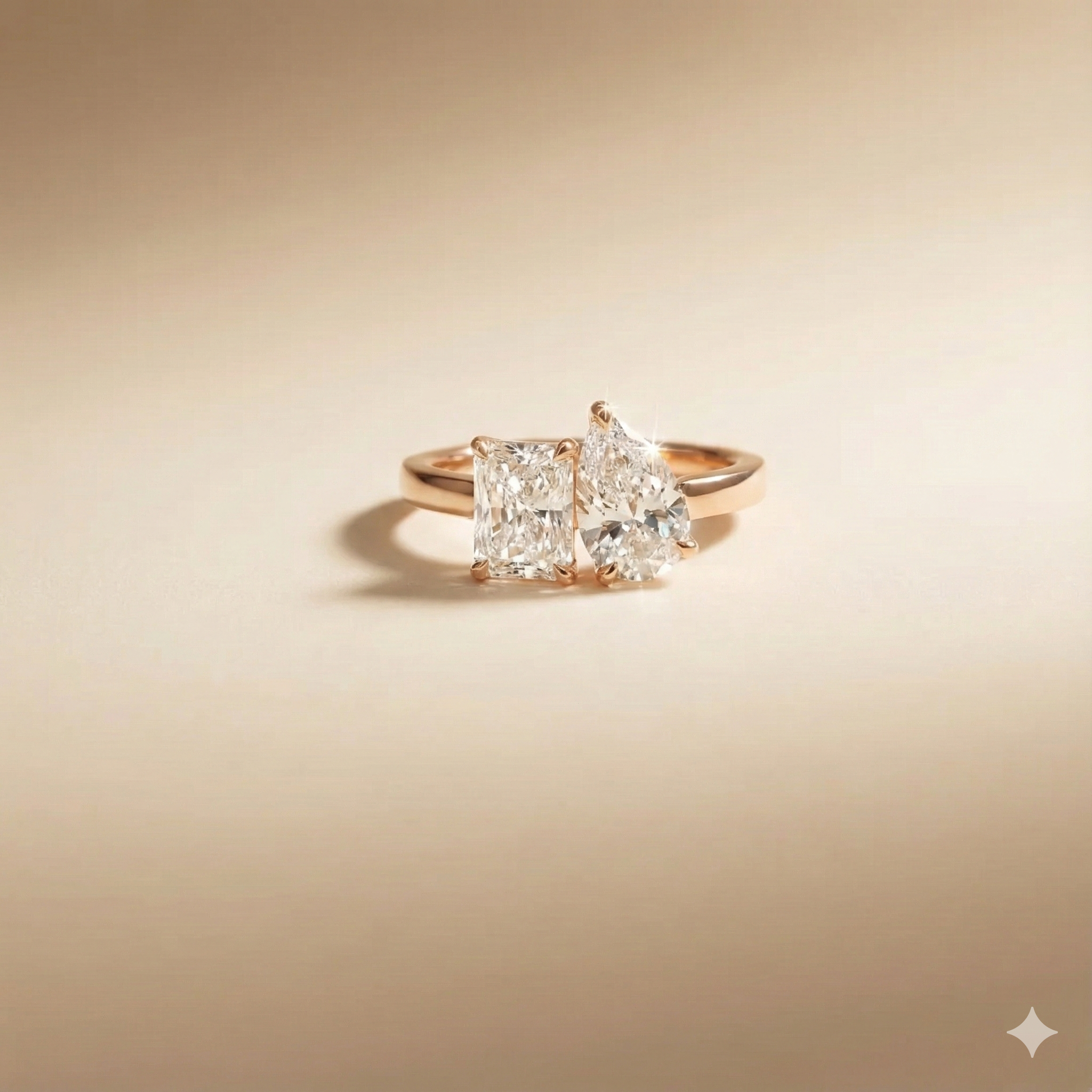 Lab-grown diamond engagement ring catching light | Diamond Ateliers