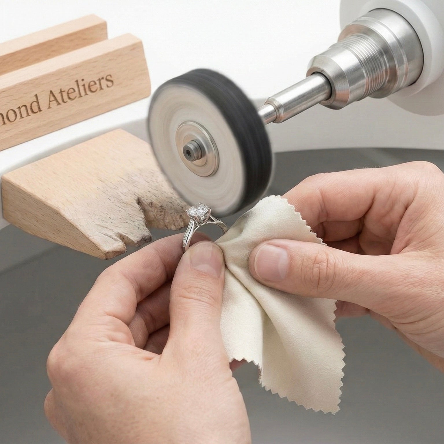 Engagement Ring being polishing