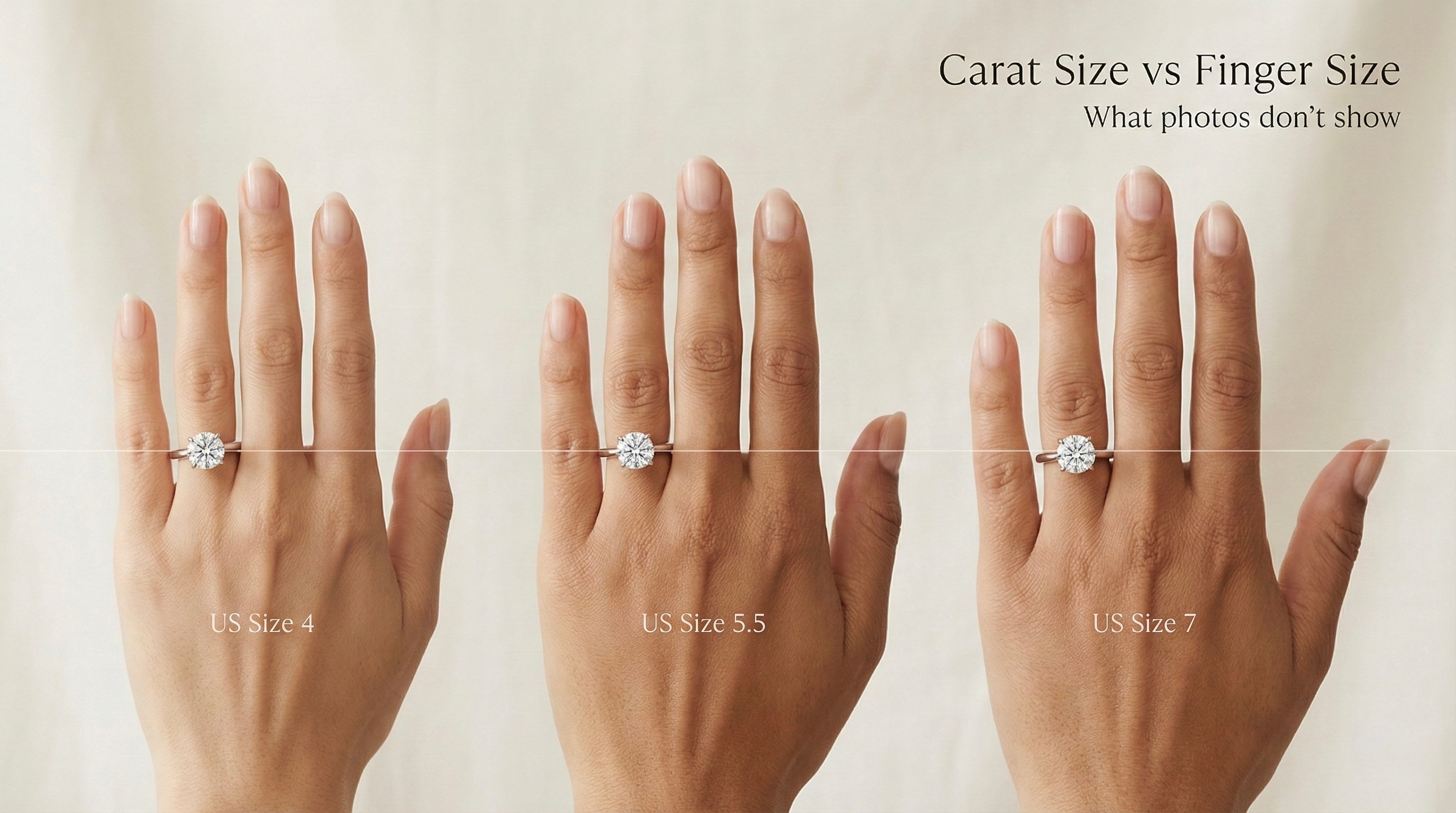 1.5 carat engagement ring on small finger