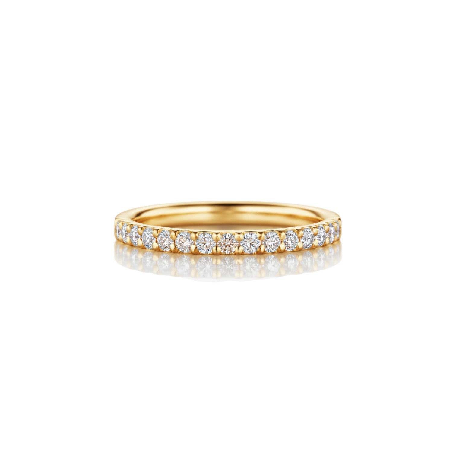 A classic pavé-set diamond wedding band in soft 18K Yellow gold — Diamond Ateliers.