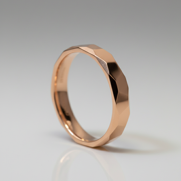 18K Rose Gold Faceted Wedding Band