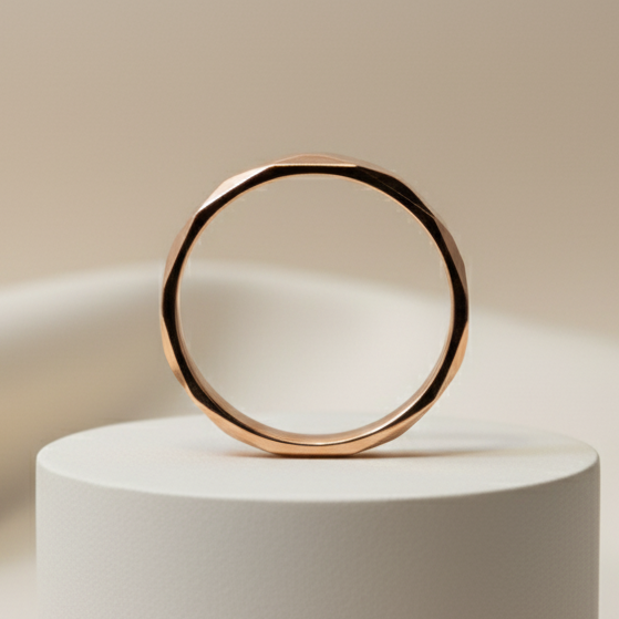 18K Rose Gold Faceted Wedding Band