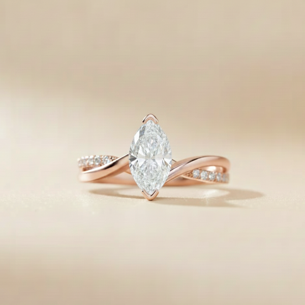 Copy of 18K Rose Gold Marquise Open Arc Twist Solitaire