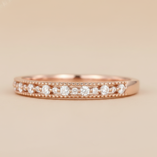 18K Rose Gold Milgrain Diamond Band - Image 1