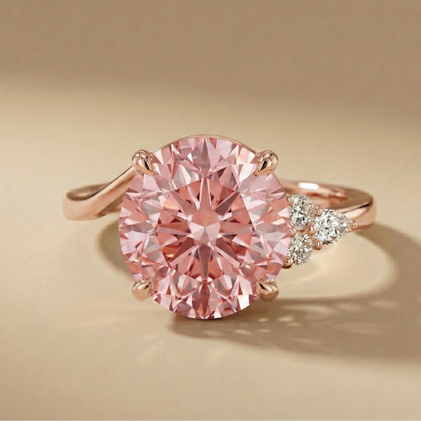 Copy of 18K Rose Gold Pink Round Diamond Trilogy Ring