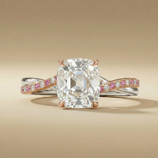 18K Rose & White Gold Classic Twist – Old Mine Cut with Pink & White Diamond Alternating Band - Image 1