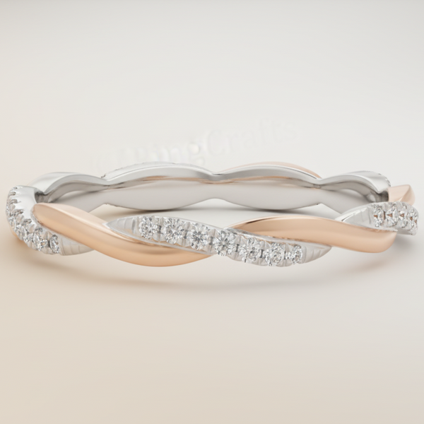 18k Two-Tone Twist Diamond Band (White & Rose Gold)