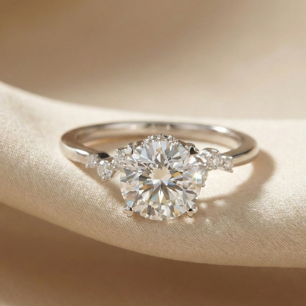 18K White Gold Round Brilliant Trio Diamond Ring