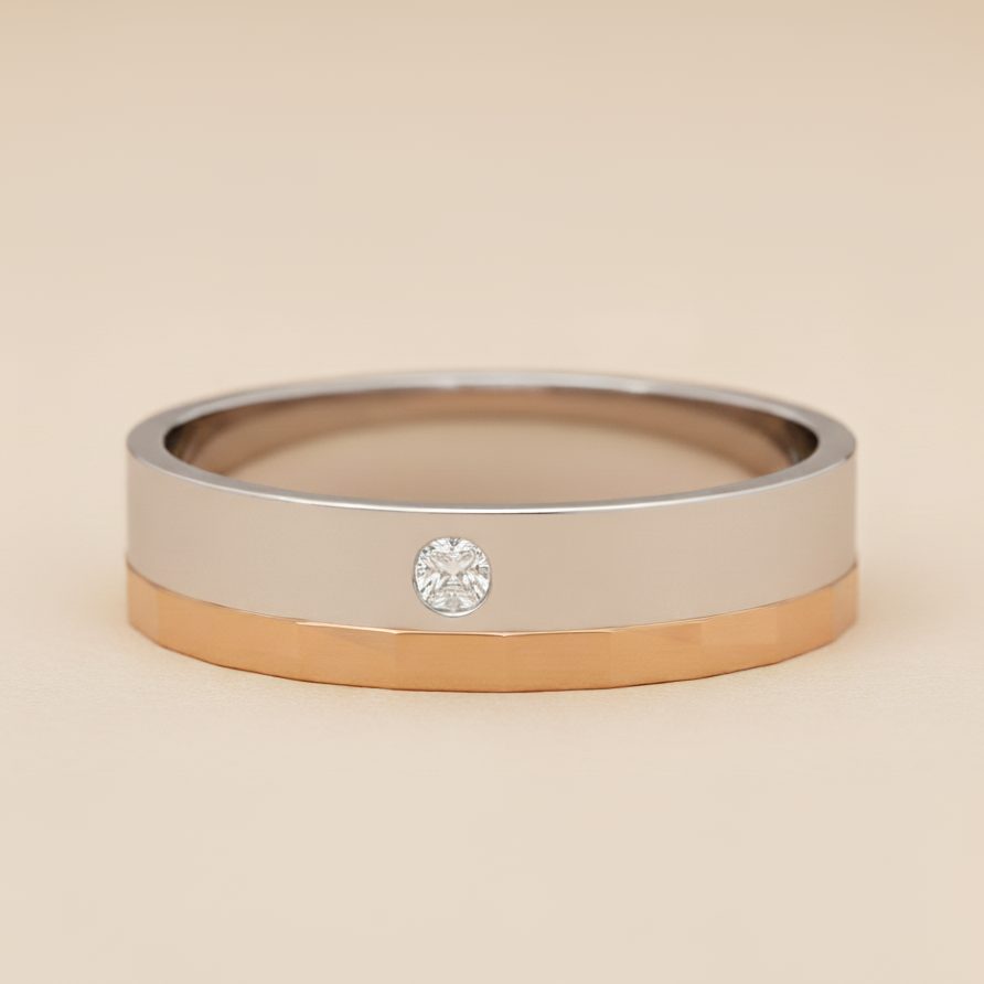 18K White & Rose Gold Dual Forge Flush Diamond Band