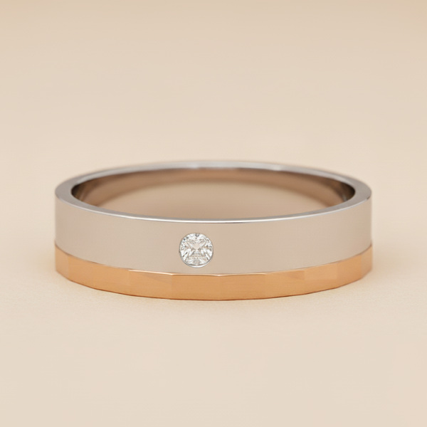 18K White & Rose Gold Dual Forge Flush Diamond Band
