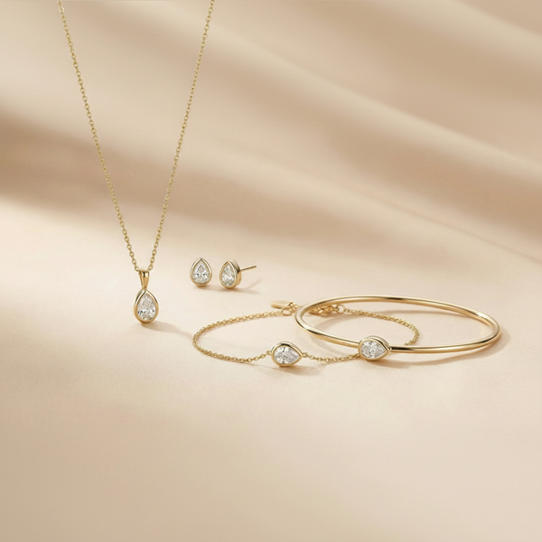 Copy of 18K Yellow Gold Pear Diamond Jewellery Set