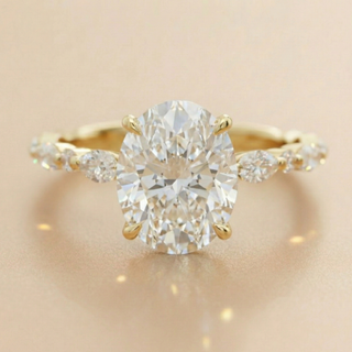 18K Rose Gold Cushion Cut Pavé Solitaire - Image 1