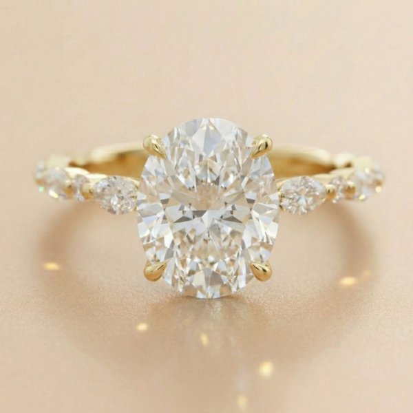 Copy of 18K Yellow Gold Round & Marquise Trio Diamond Ring