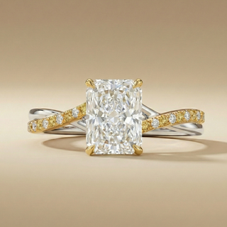 18K Yellow & White Gold Radiant Cut Classic Twist Ring - Image 1