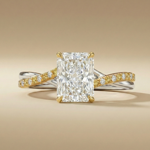 Copy of 18K Yellow & White Gold Radiant Cut Classic Twist Ring