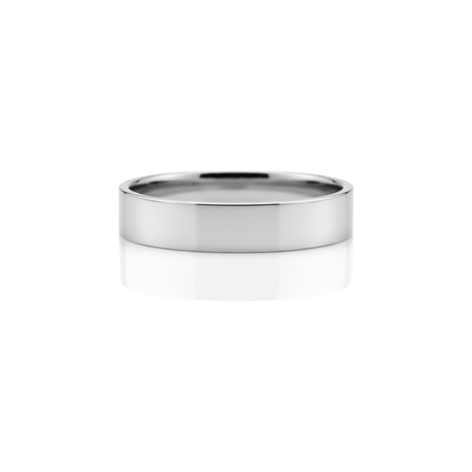 4mm flat wedding band in high-polish platinum