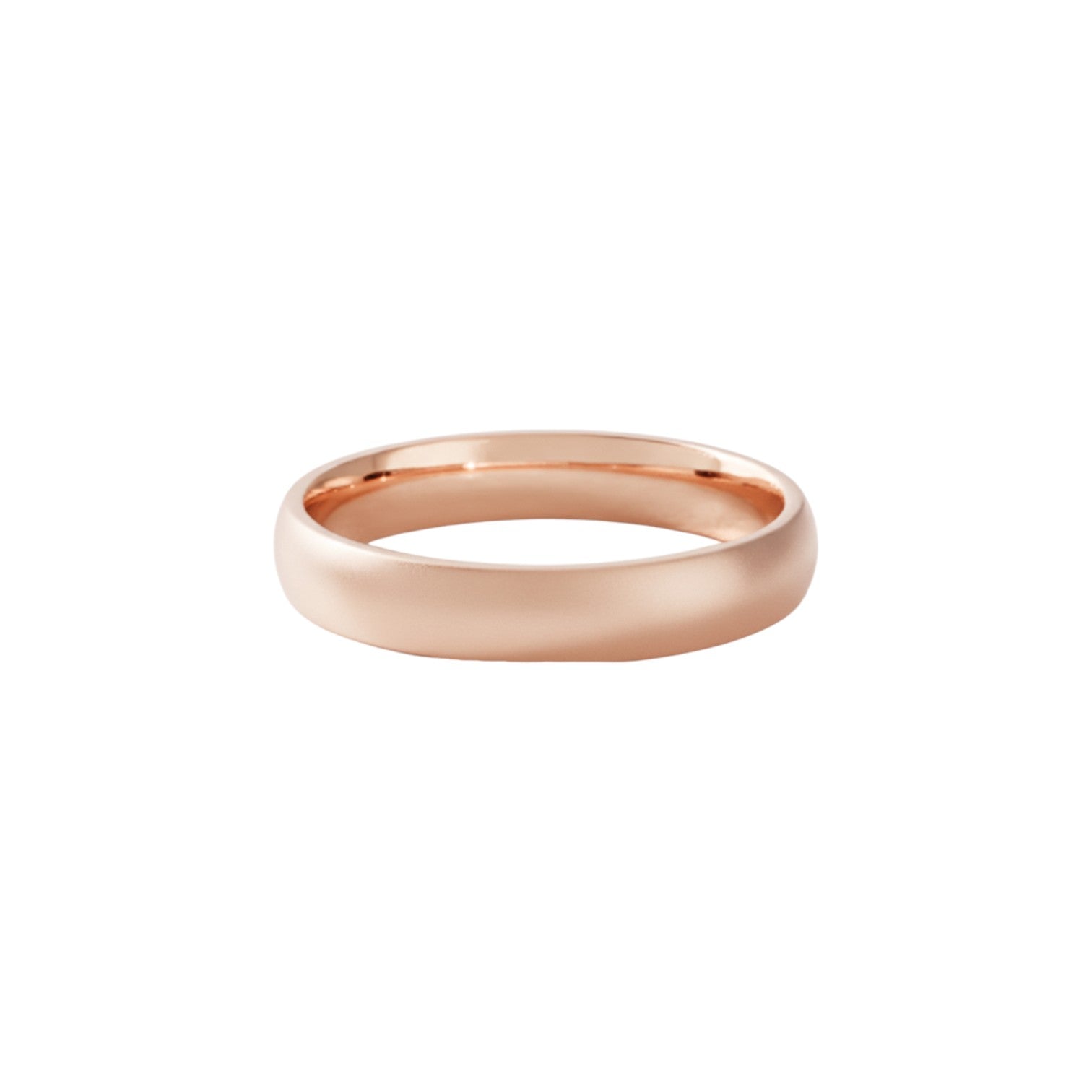 4mm dome-shaped matte finish wedding band in 18K rose gold – Diamond Ateliers.