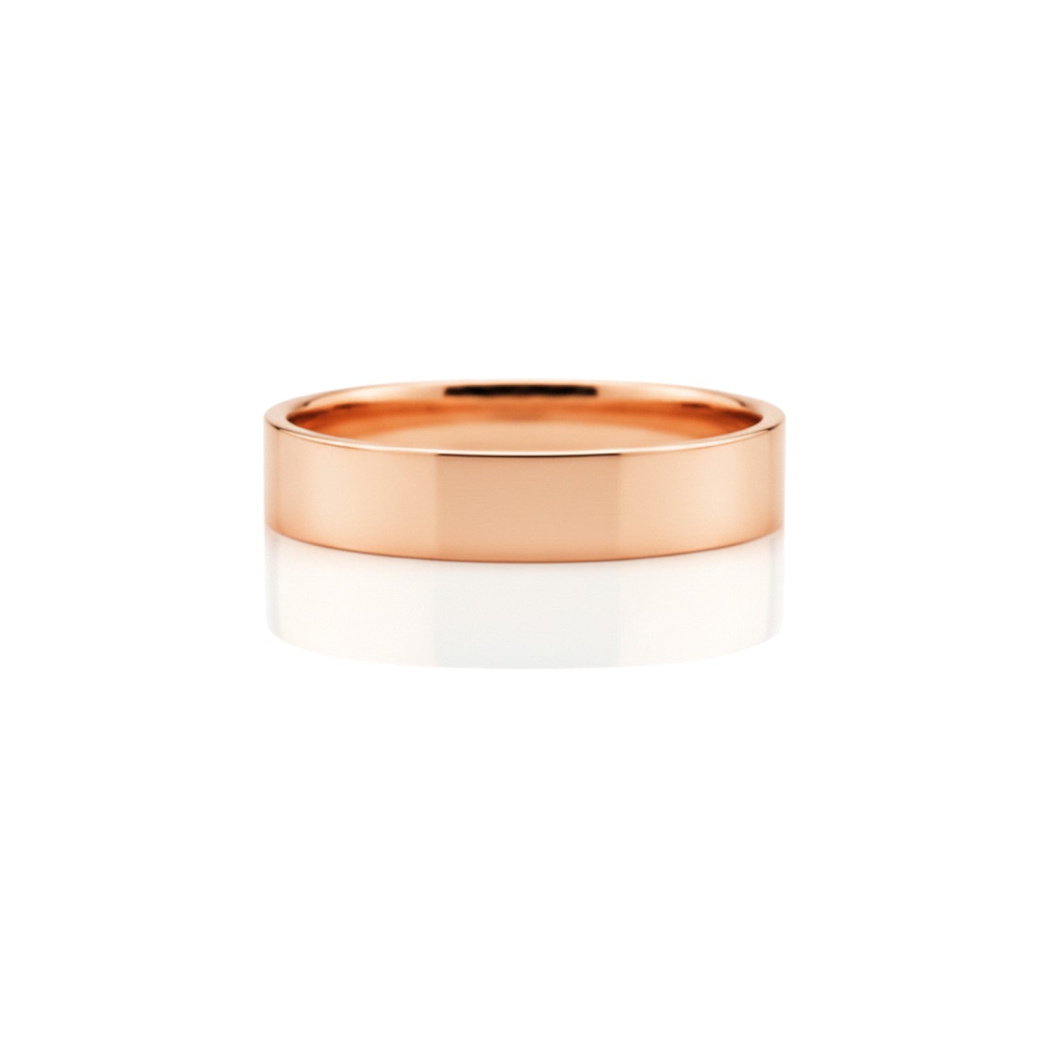 4mm high-polish flat wedding band in 18K rose gold