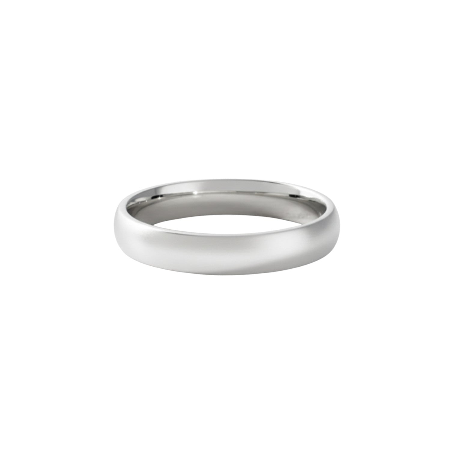 4mm dome wedding band with matte finish in 18K white gold – Diamond Ateliers.