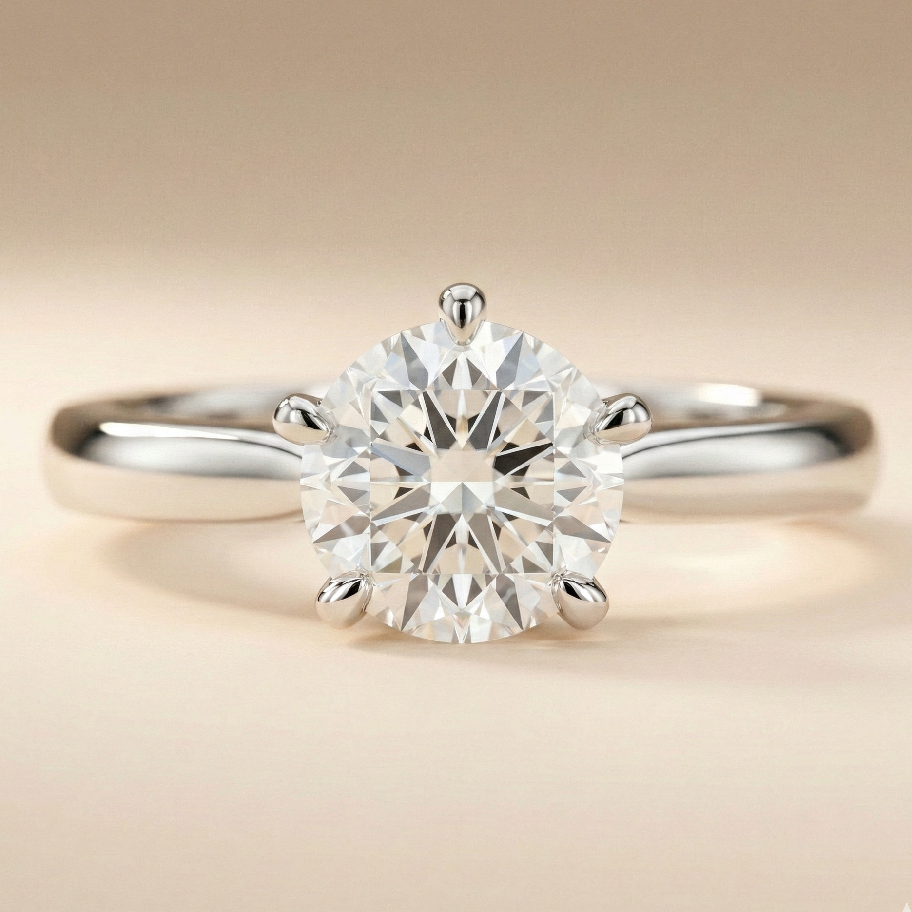 5-prong solitaire ring offering a balanced, rounded look with added security for round diamonds.