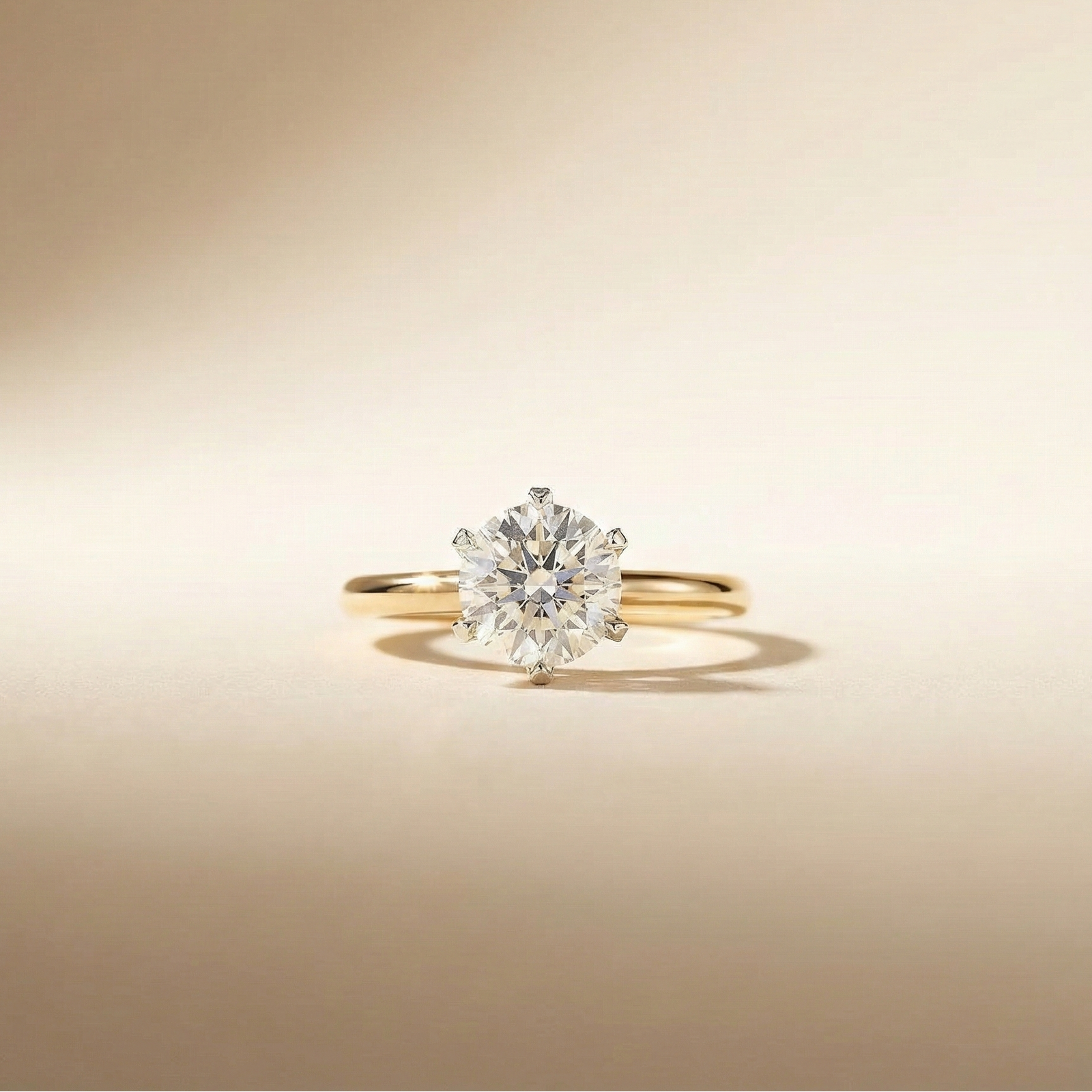 Classic 6-Prong Round Solitaire in Yellow Gold and White Gold Prongs