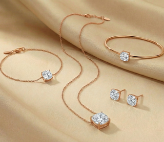 Cushion Solitaire Rose Gold Jewellery Set - Image 1