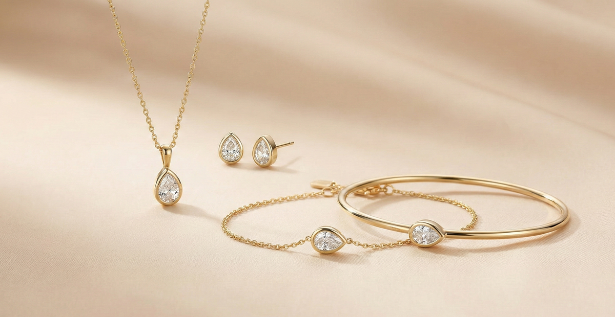 Pear-shaped jewellery set shown as design inspiration