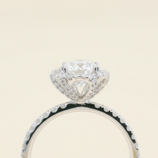 Platinum Floral Petal Halo Diamond Engagement Ring - Image 2
