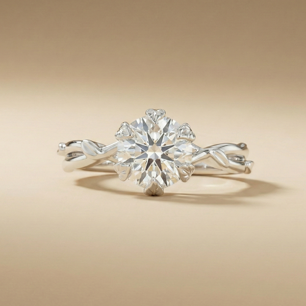 Copy of Platinum Floral Vine Solitaire – Round Brilliant