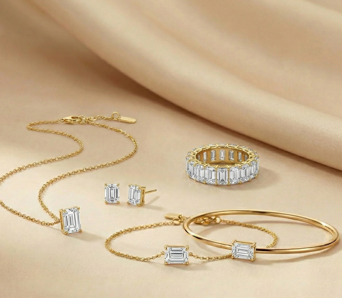 Yellow Gold Emerald-Cut Diamond Essentials Collection