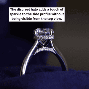 Hidden halo design showcasing the smaller diamonds surrounding the center stone