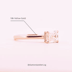 Horizontal setting of a 1.5ct lab-created Emerald in luxury engagement ring