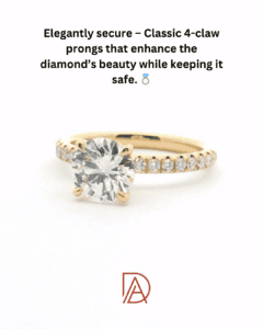 A 1.2ct round lab diamond engagement ring set with 4-claw prongs for maximum security and brilliance.