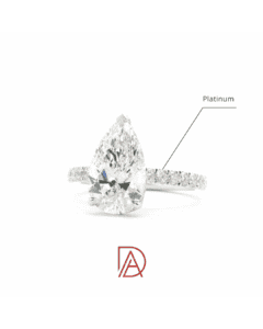 2.6ct Pear-Cut Diamond Ring in Platinum with a 3-Claw Prong setting, highlighting its graceful proportions.