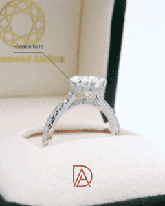 Hidden Halo on a 2.6ct Pear-Cut Diamond Ring, adding an extra layer of sparkle beneath the main stone.